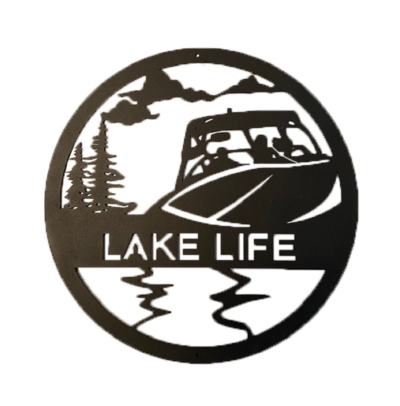 Metal Lake Life Boat wSpeedboat Round Transparent 2000x2028 Etsy
